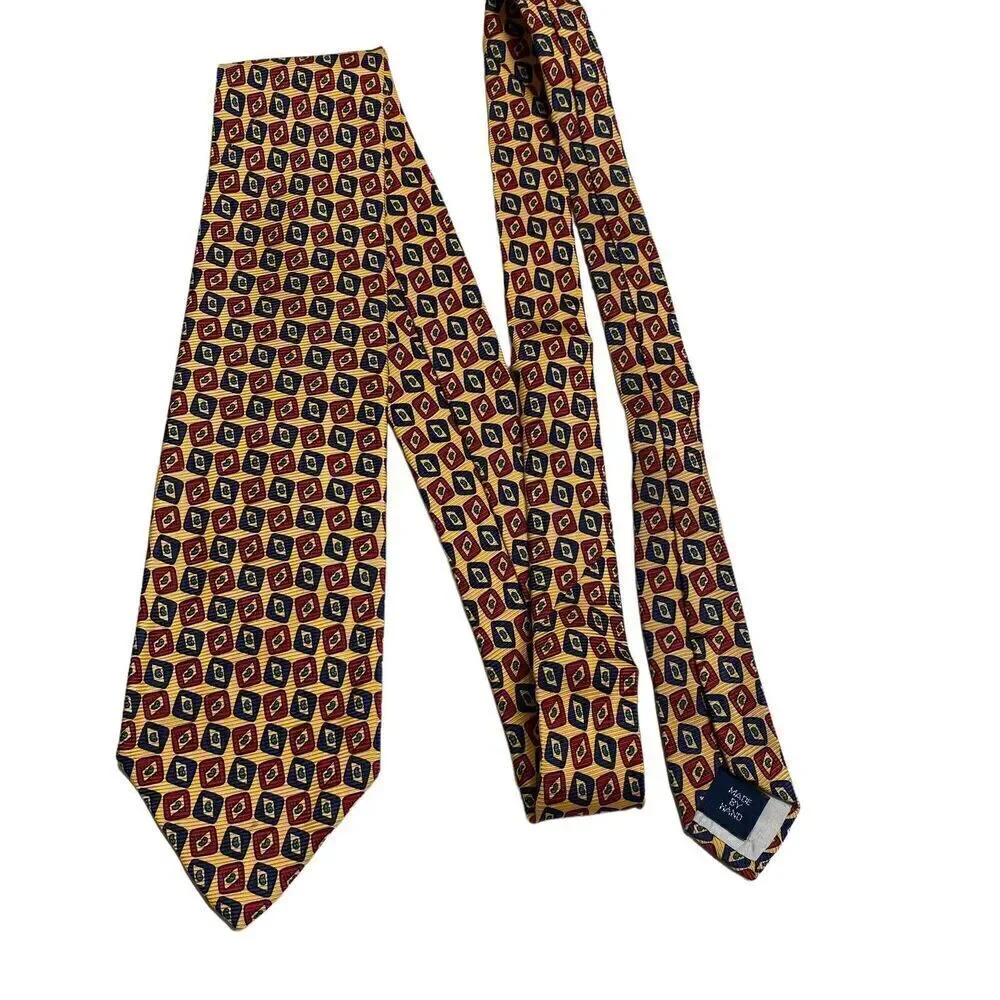 Vintage Polo Ralph Lauren Necktie Mens Tie Silk Yellow Preppy Office